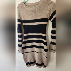 Striped Beige and Black Women's Sweater